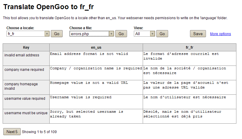 OpenGoo l'outil de traduction