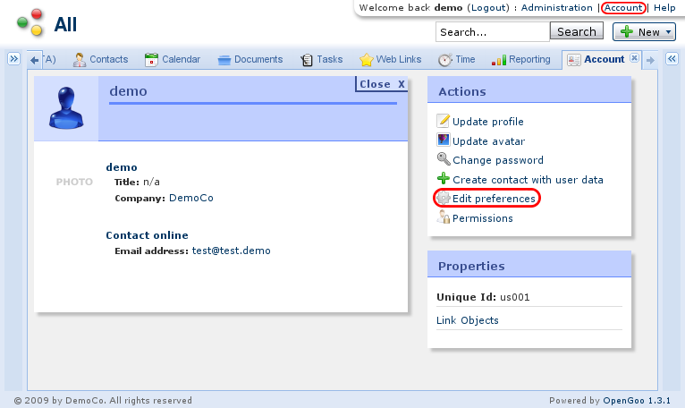 How to edit preferences