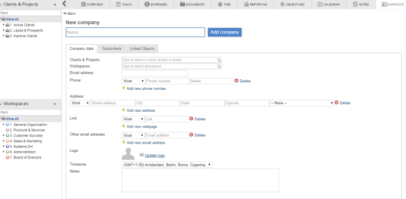 Enter the Company information